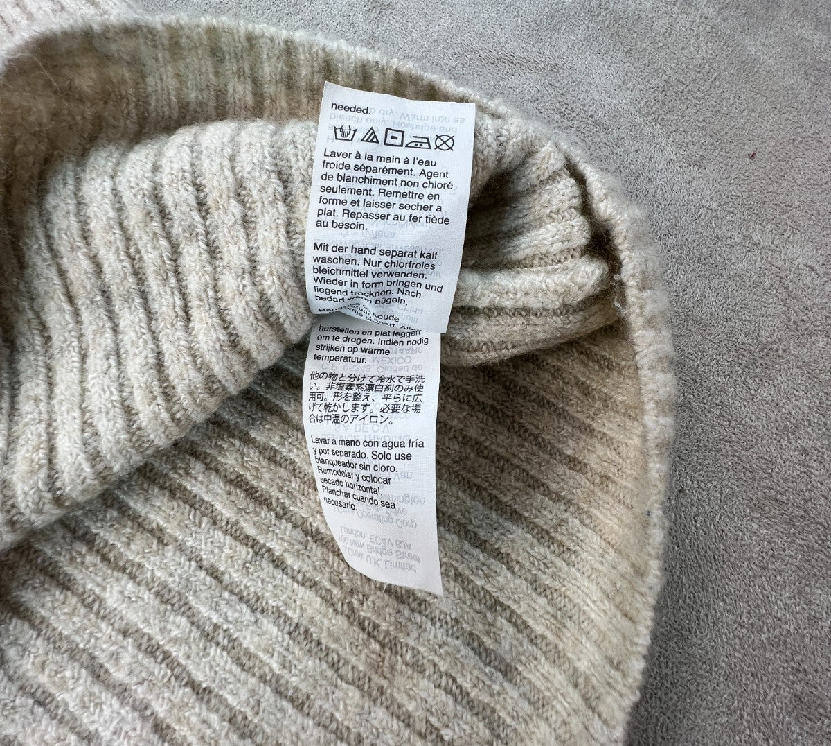 Madewell Ruffle Cuff Pullover Sweater M Heather Oak Wool Blend Ribbed K5771