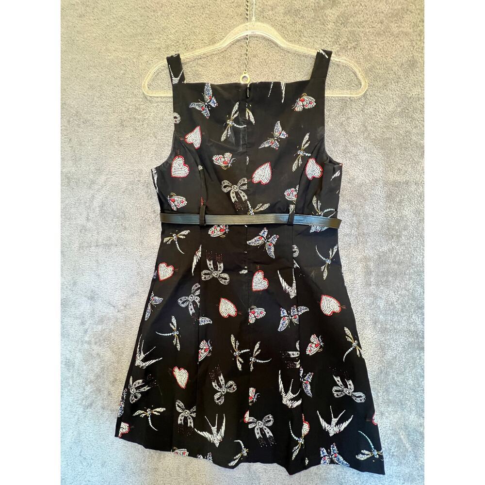 Anthropologie Maeve Belted Boatneck Mini Dress Butterfly Heart Print NWT Sz 8