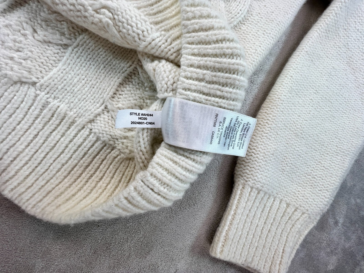 Madewell Grenville Cableknit Mockneck Sweater M Antique Cream Wool Alpaca AH244