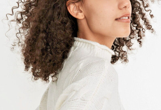 Madewell Grenville Cableknit Mockneck Sweater M Antique Cream Wool Alpaca AH244