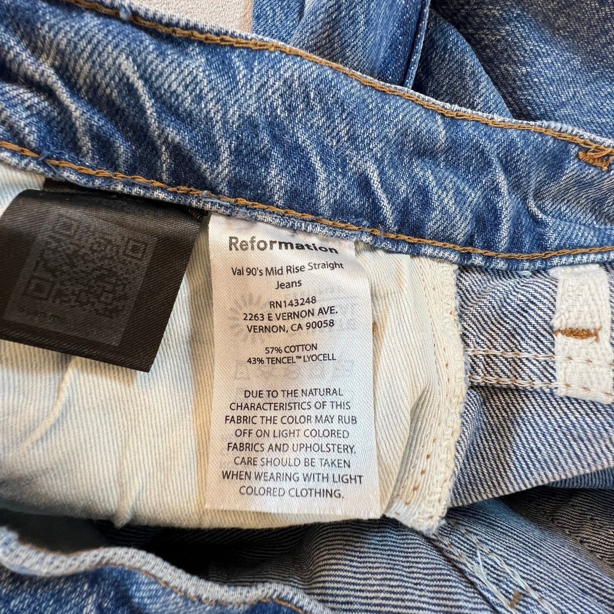 Reformation Val 90s Jeans 27 Colorado Mid Rise Straight Leg Raw Hem Tencel