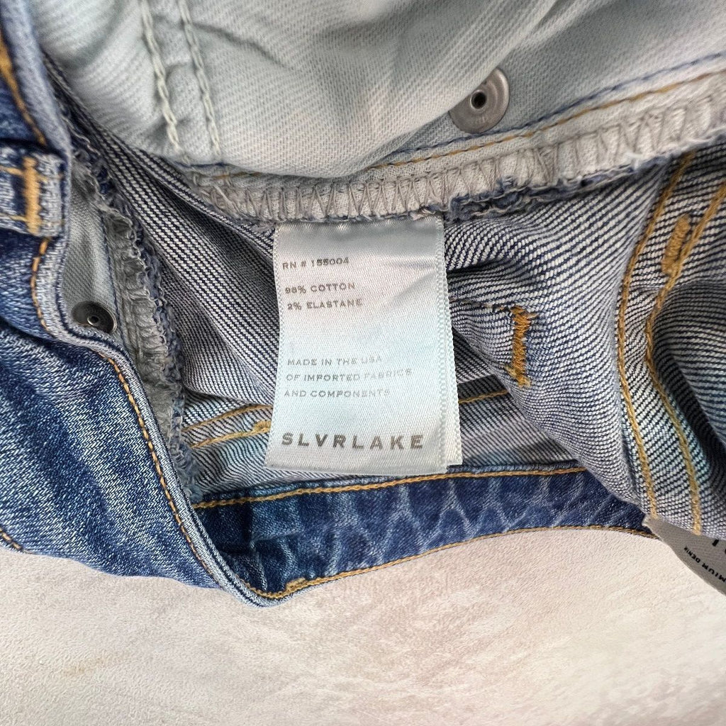 SLVRLAKE Los Angeles Lou Lou Jeans Womens 27 Mid Rise Slim Button Fly Blue