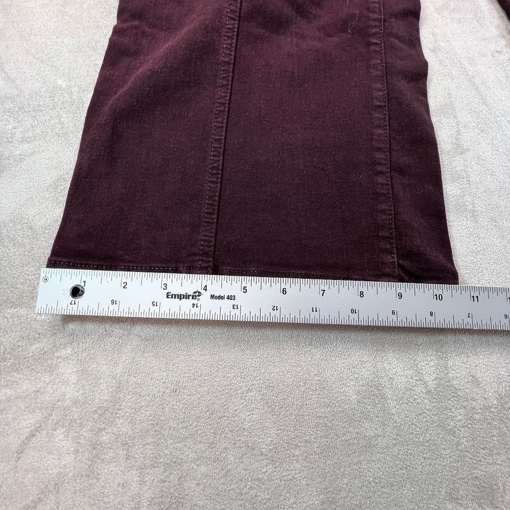 PAIGE Brooklyn Womens 27 Burgundy High Rise Wide Leg Jeans Stretch
