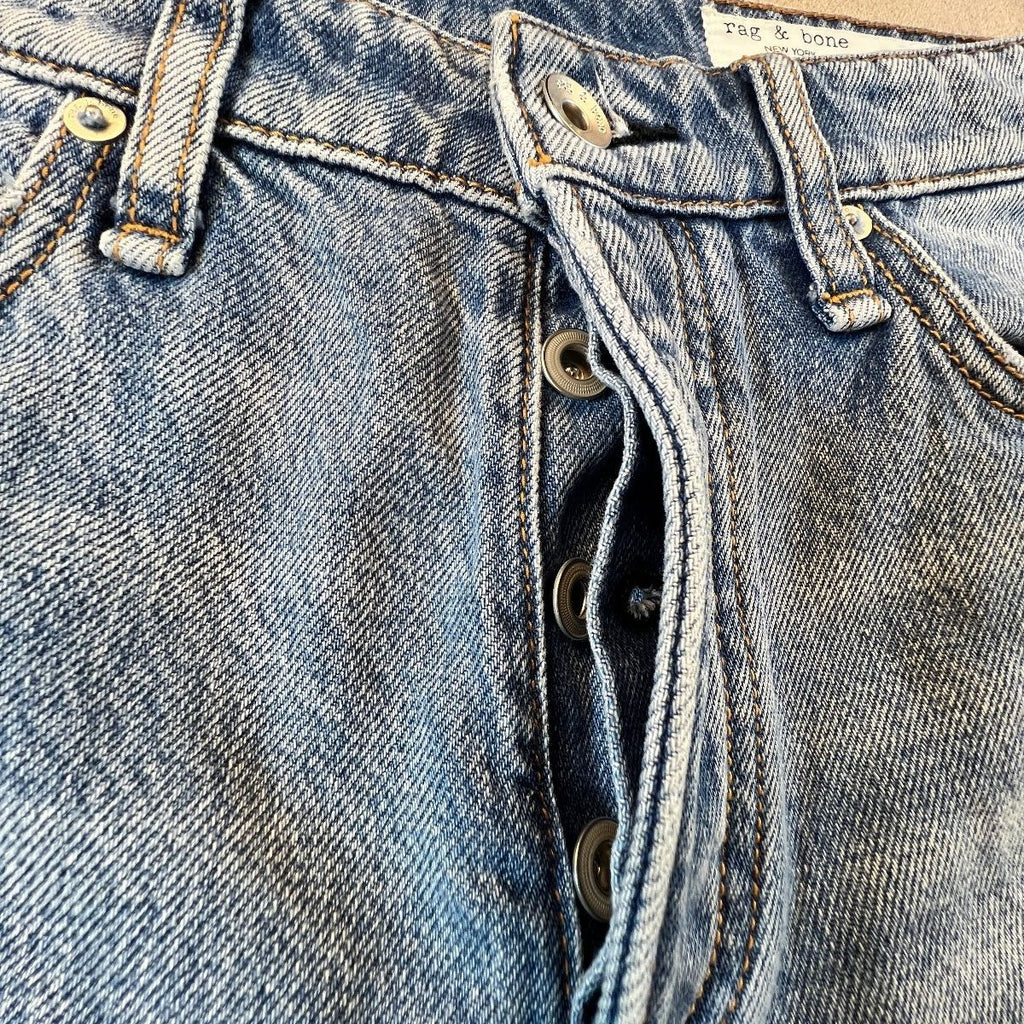Rag & Bone Rosa Mid Rise Boyfriend Jeans Womens 29 Distressed Light Wash Denim