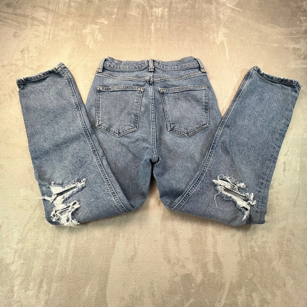 AGOLDE Wilder Jeans Womens 24 Mid Rise Straight Distressed Light Wash Organic
