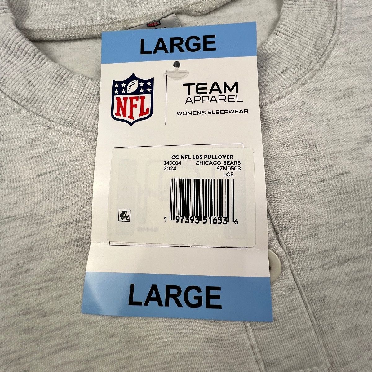 Chicago Bears Women Crewneck Sweatshirt Gray NFL NWT Large