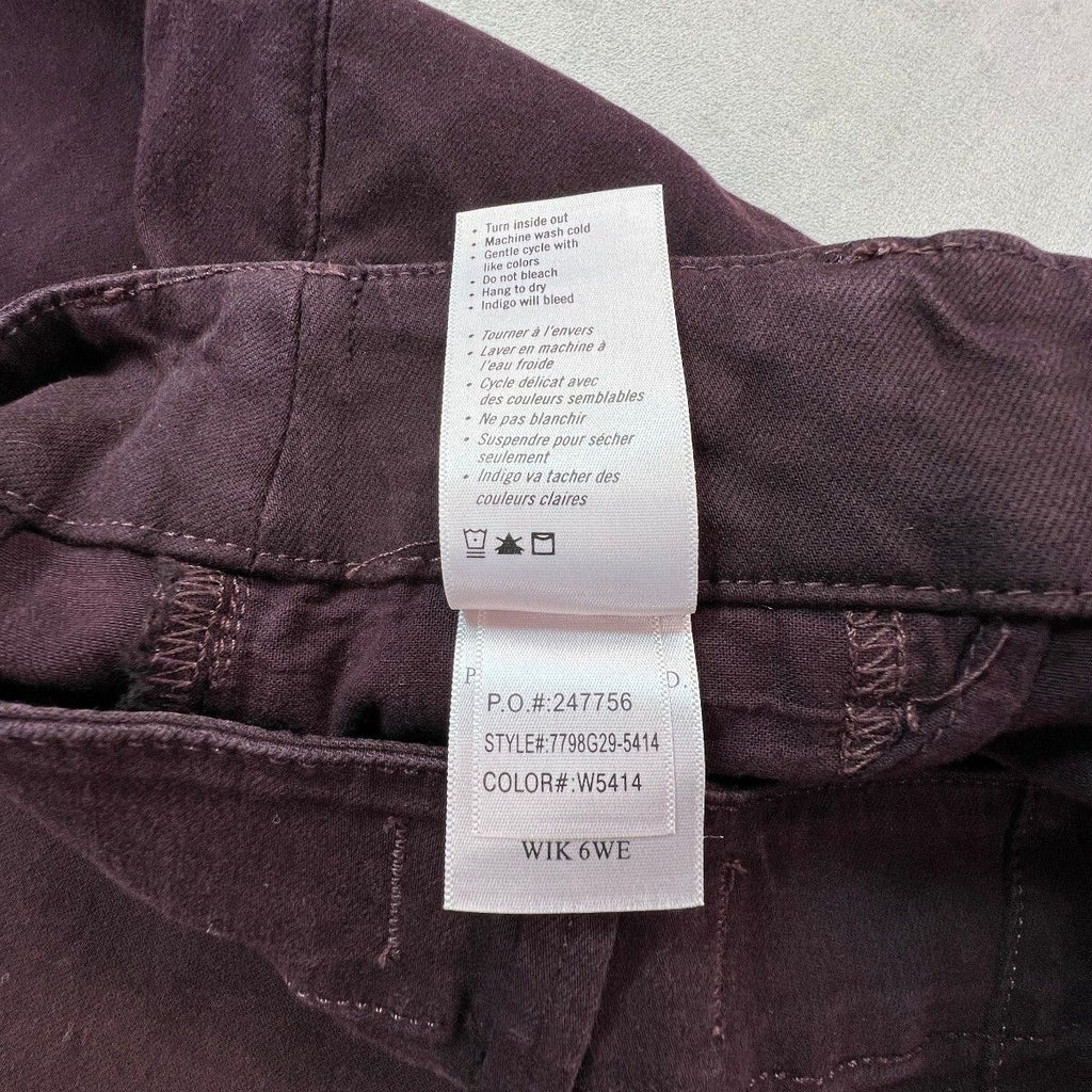 PAIGE Brooklyn Womens 27 Burgundy High Rise Wide Leg Jeans Stretch