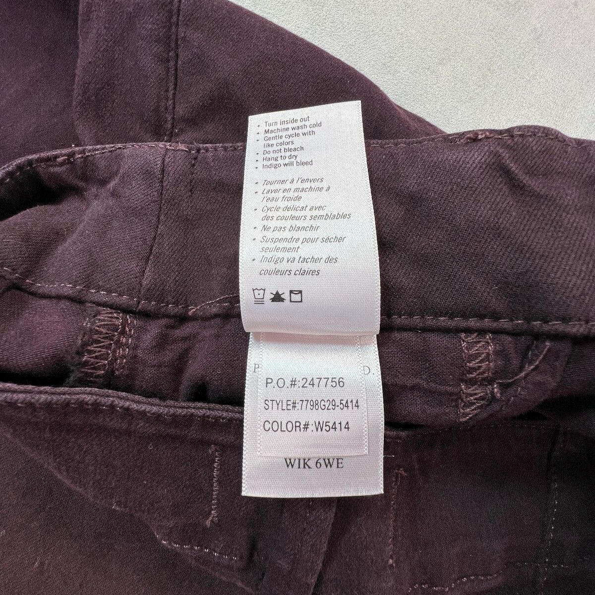 PAIGE Brooklyn Womens 27 Burgundy High Rise Wide Leg Jeans Stretch