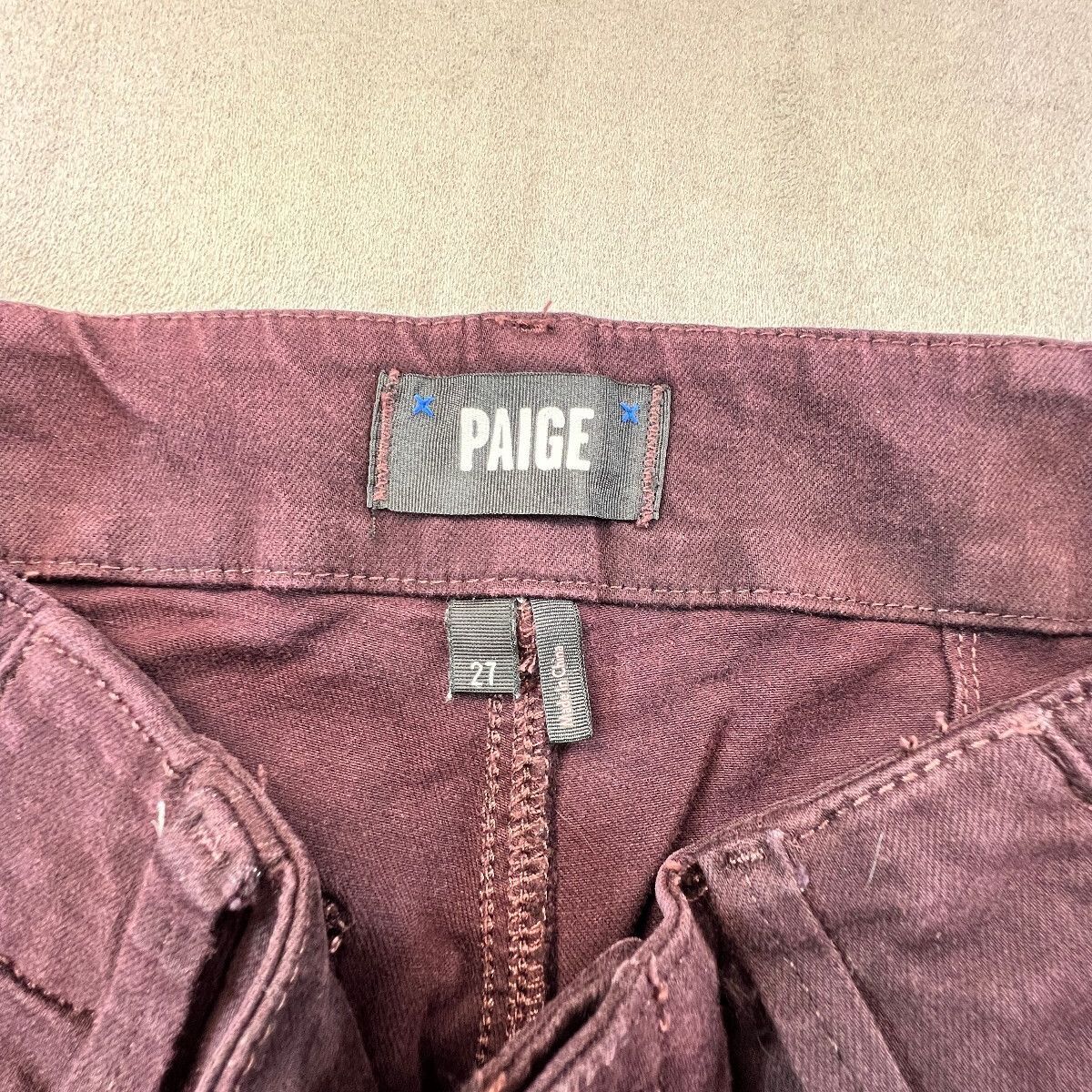 PAIGE Brooklyn Womens 27 Burgundy High Rise Wide Leg Jeans Stretch
