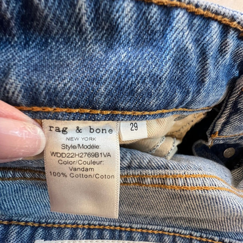 Rag & Bone Rosa Mid Rise Boyfriend Jeans Womens 29 Distressed Light Wash Denim