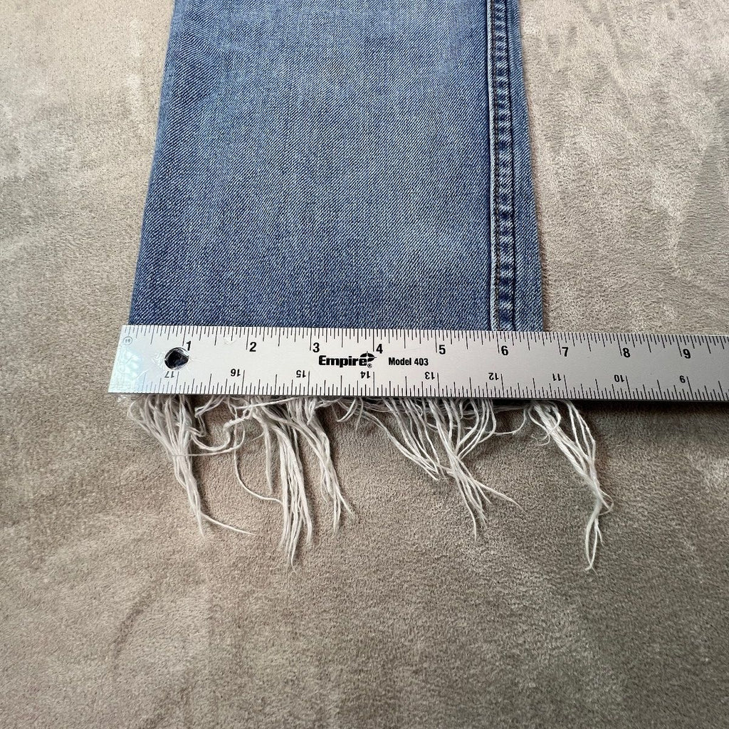 Reformation Julia Jeans Womens 31 Blue Distressed Raw Hem Straight Leg Made USA