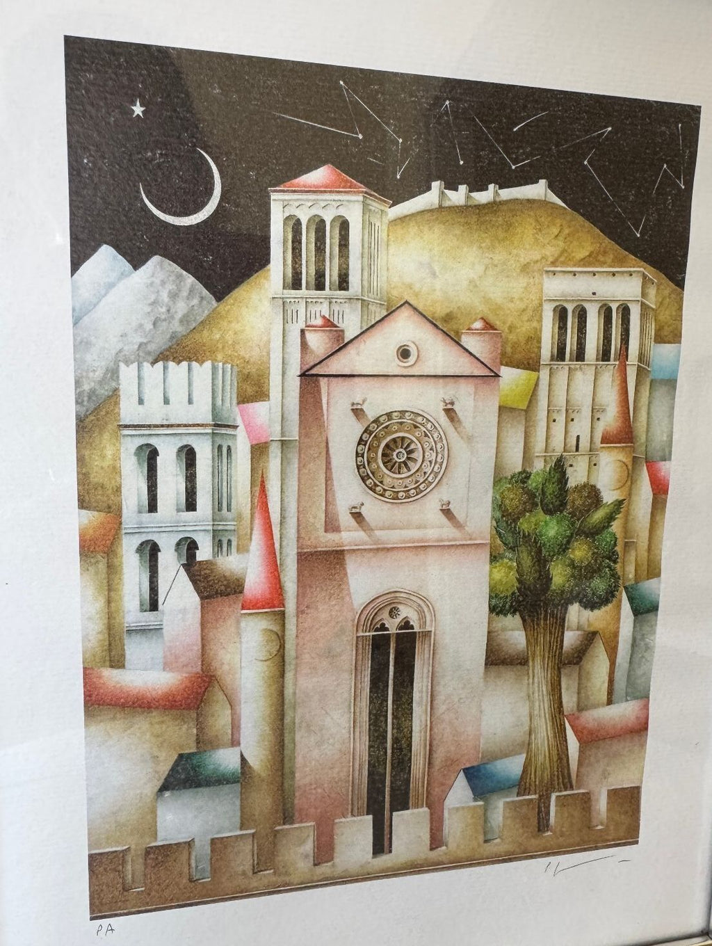 Paolo Grimaldi Signed Artist Proof Lithograph Dreaming Villages Framed Italian