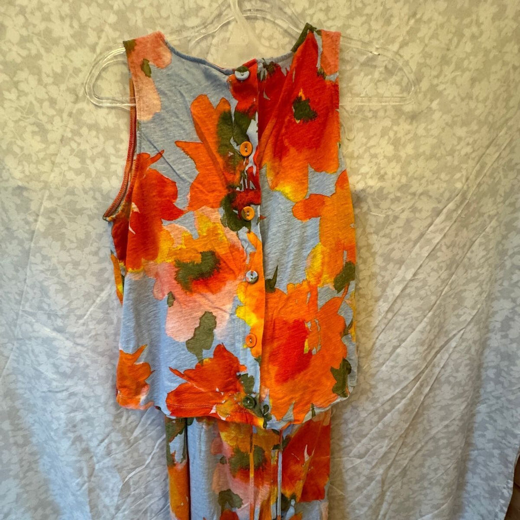 Joie Linen Blend Floral Matching Set Tank Drawstring Pants Womens L Resort