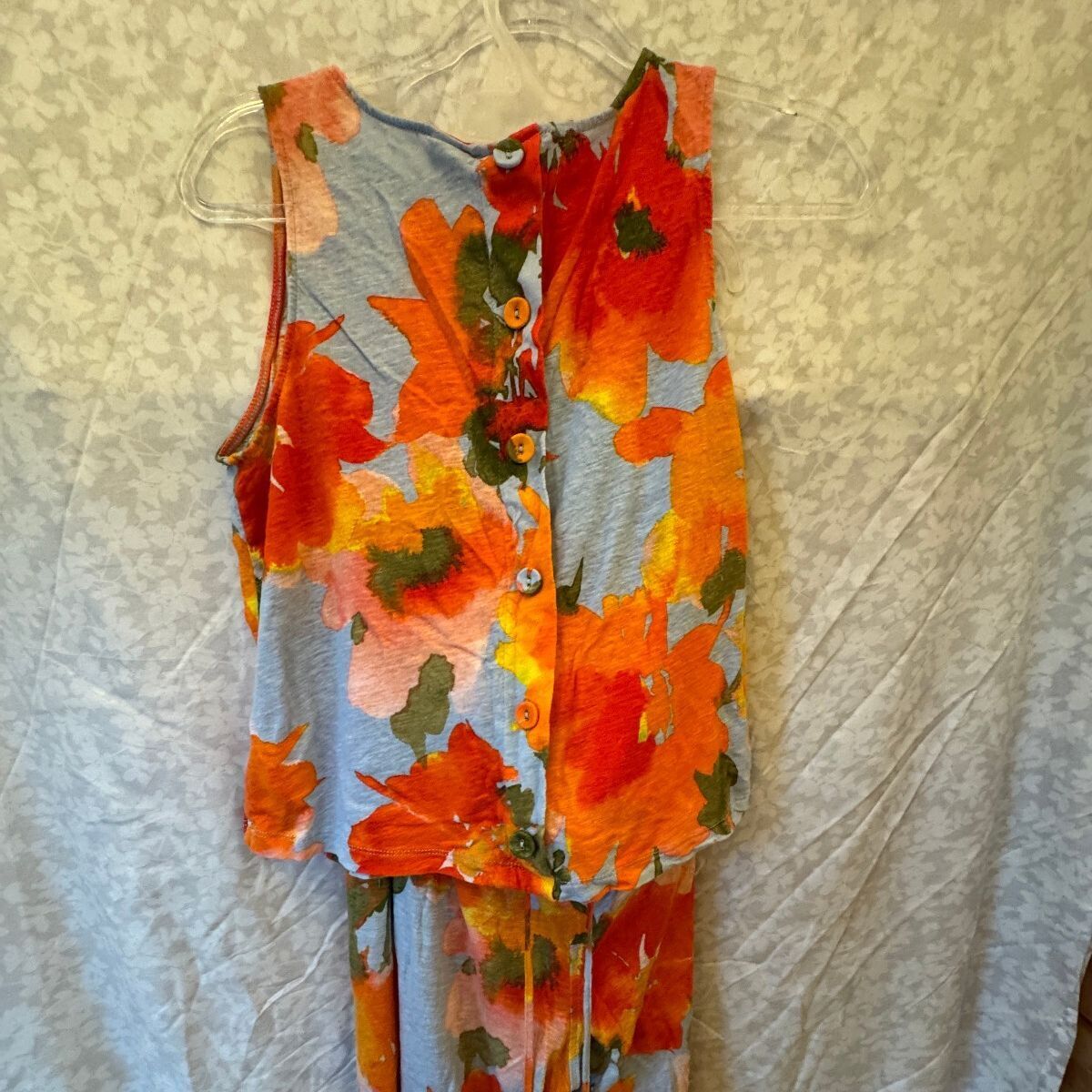 Joie Linen Blend Floral Matching Set Tank Drawstring Pants Womens L Resort