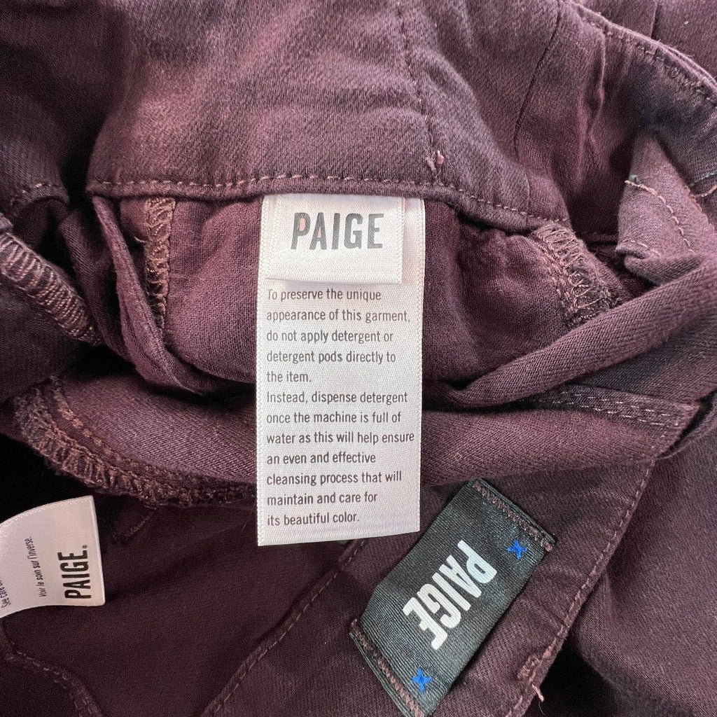 PAIGE Brooklyn Womens 27 Burgundy High Rise Wide Leg Jeans Stretch