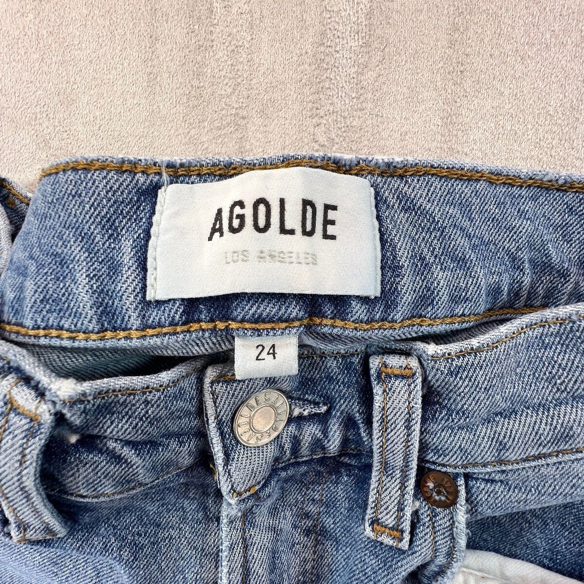 AGOLDE Wilder Jeans Womens 24 Mid Rise Straight Distressed Light Wash Organic