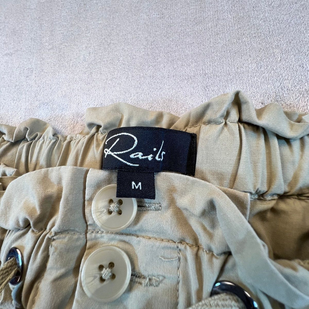Rails Womens Cargo Jogger Pants M Ochre Khaki Paperbag Waist Lyocell Utility