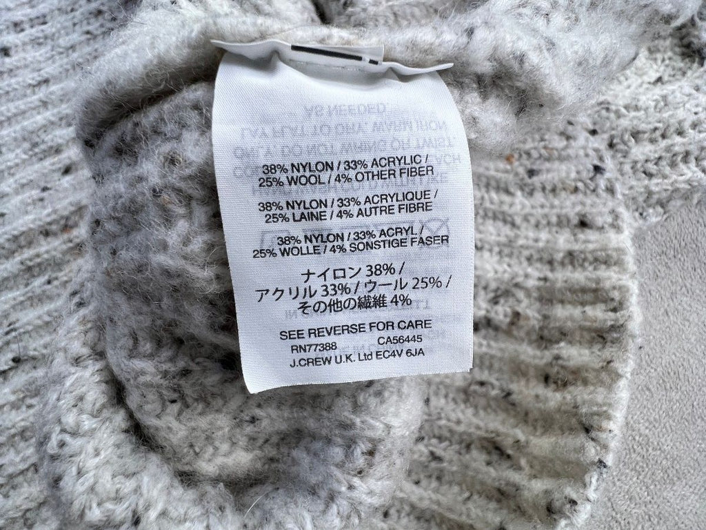 Madewell Belmont Donegal Mock Neck Sweater Oatmeal Wool Sm.