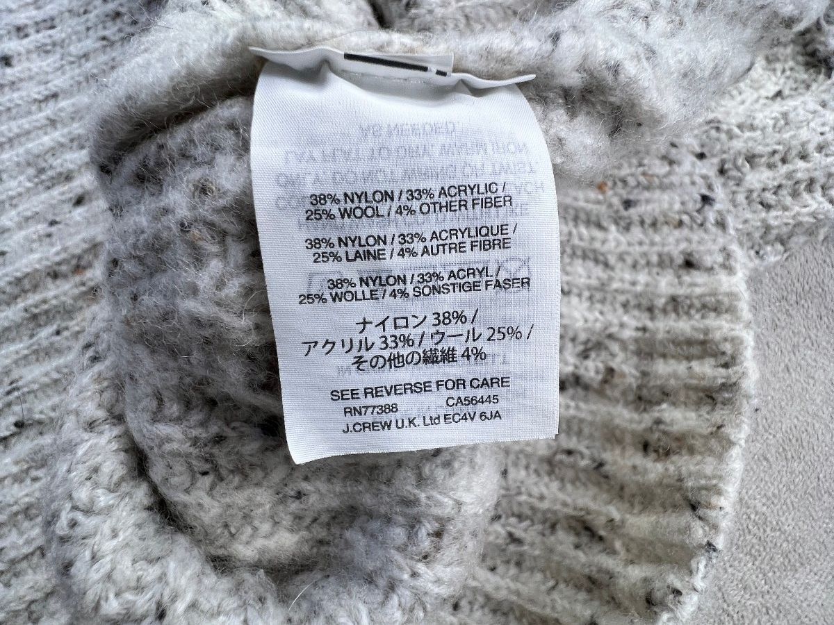Madewell Belmont Donegal Mock Neck Sweater Oatmeal Wool Sm.