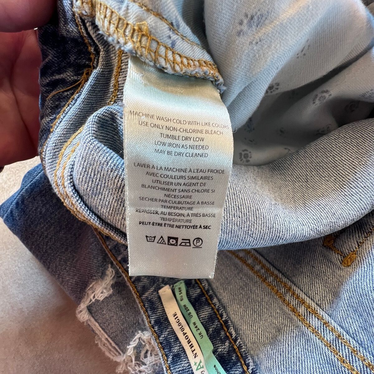 Pilcro Anthropologie Jeans Womens 20W Wide Leg Cropped Distressed Ripped Denim