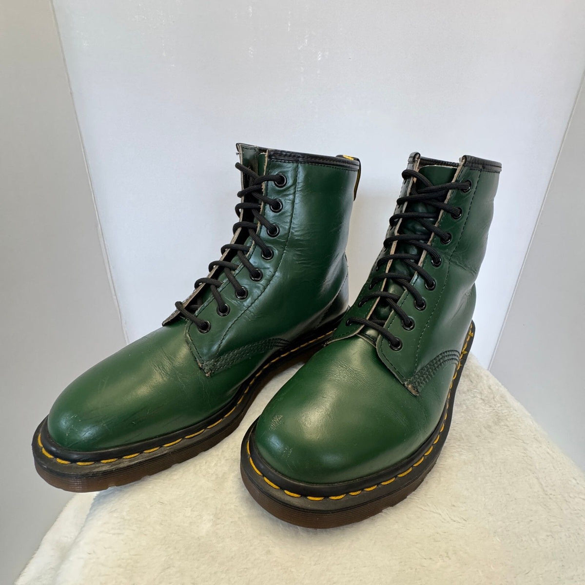 Vintage Dr Martens 1460 Boots UK 9 US 10 Green Leather Made England 8 Eye