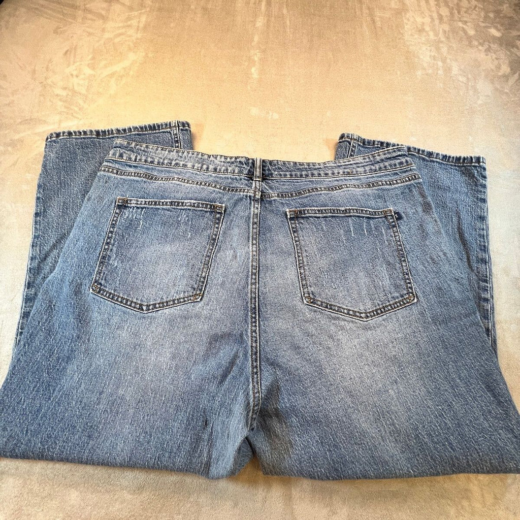 Pilcro Anthropologie Jeans Womens 20W Wide Leg Cropped Distressed Ripped Denim