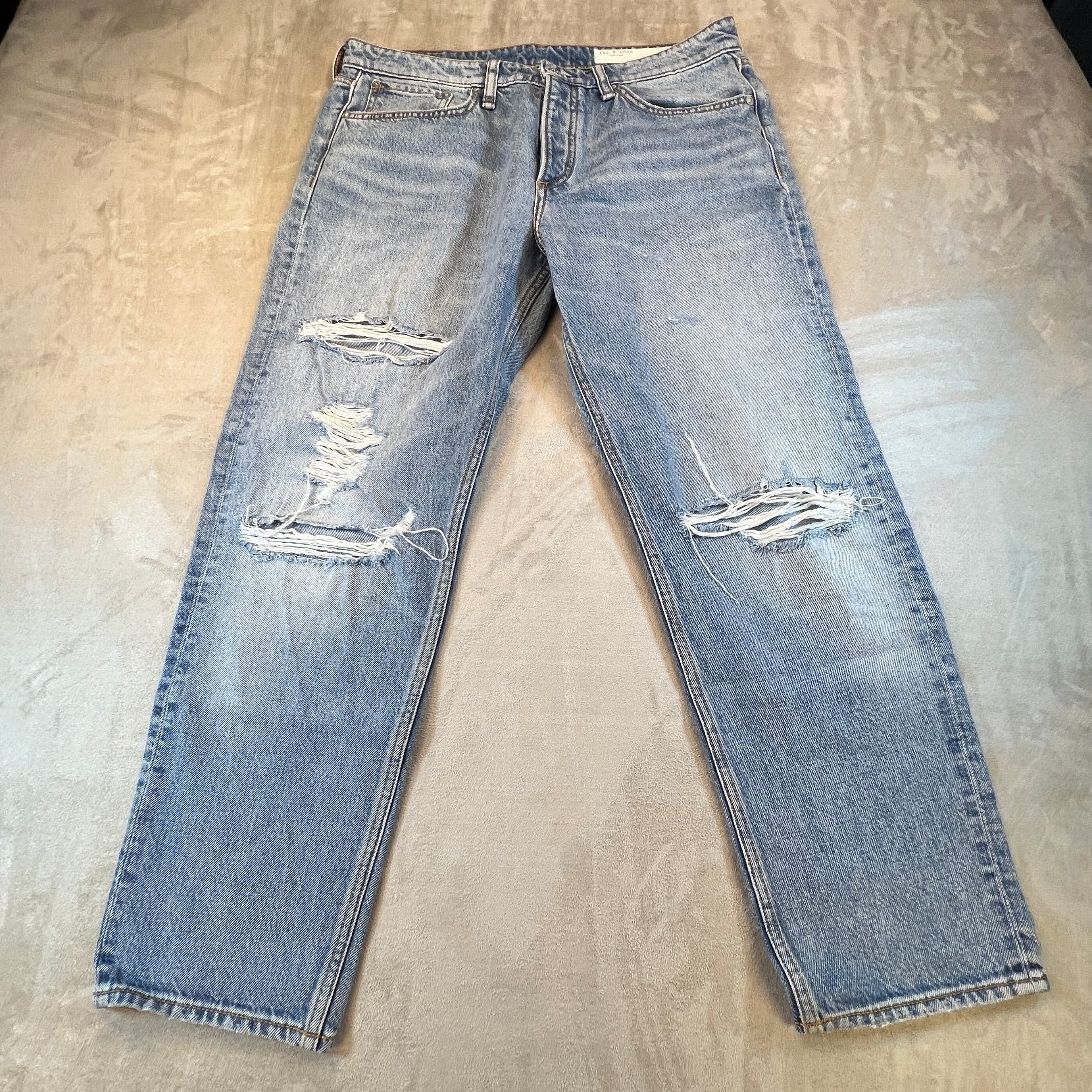 Rag & Bone Rosa Mid Rise Boyfriend Jeans Womens 29 Distressed Light Wash Denim