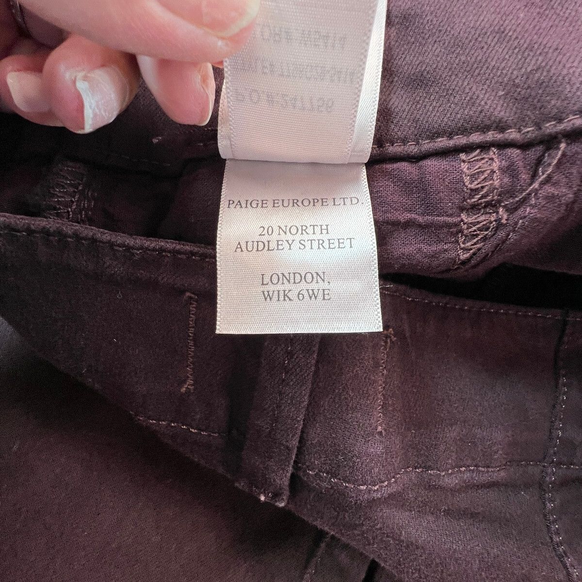 PAIGE Brooklyn Womens 27 Burgundy High Rise Wide Leg Jeans Stretch