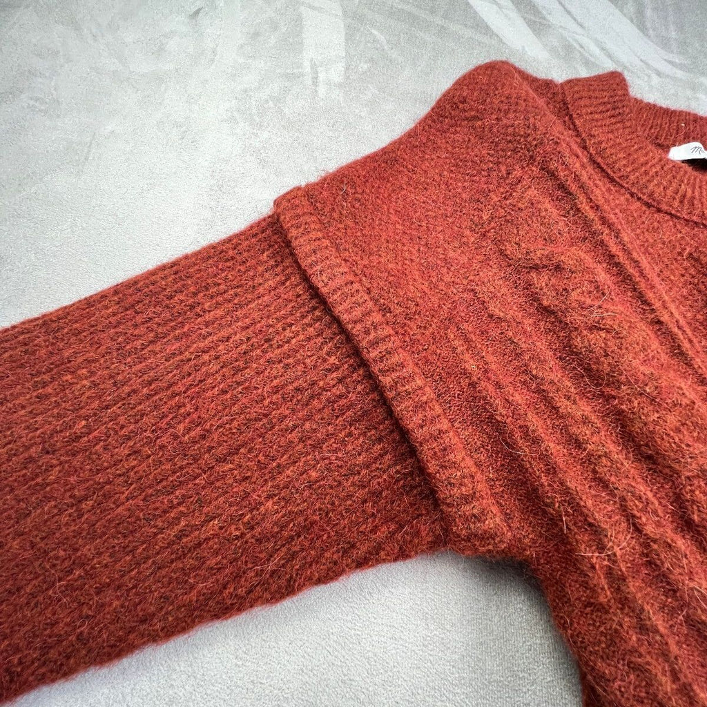 Madewell Kiawah Cable Sweater Heather Auburn Alpaca Wool 2X