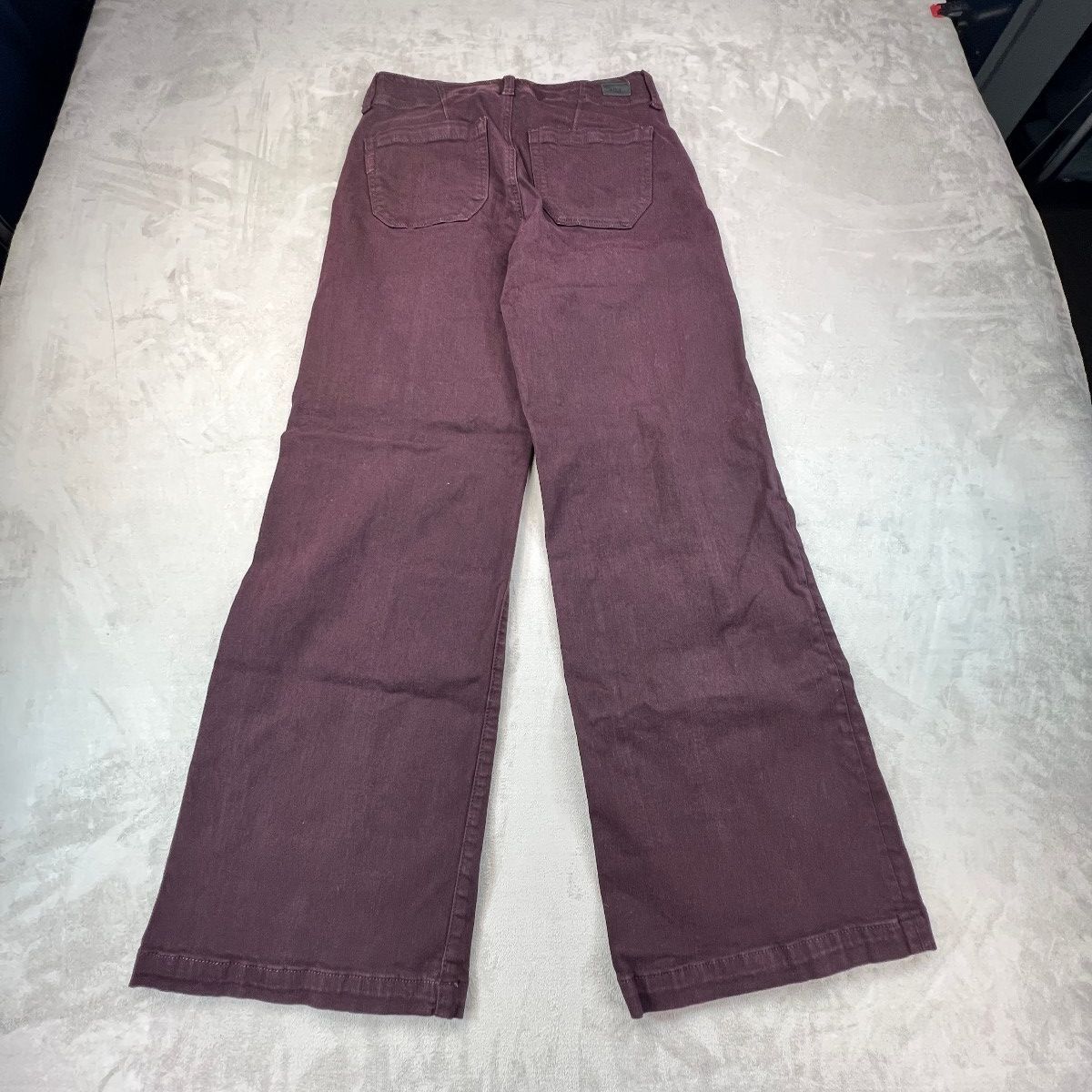 PAIGE Brooklyn Womens 27 Burgundy High Rise Wide Leg Jeans Stretch