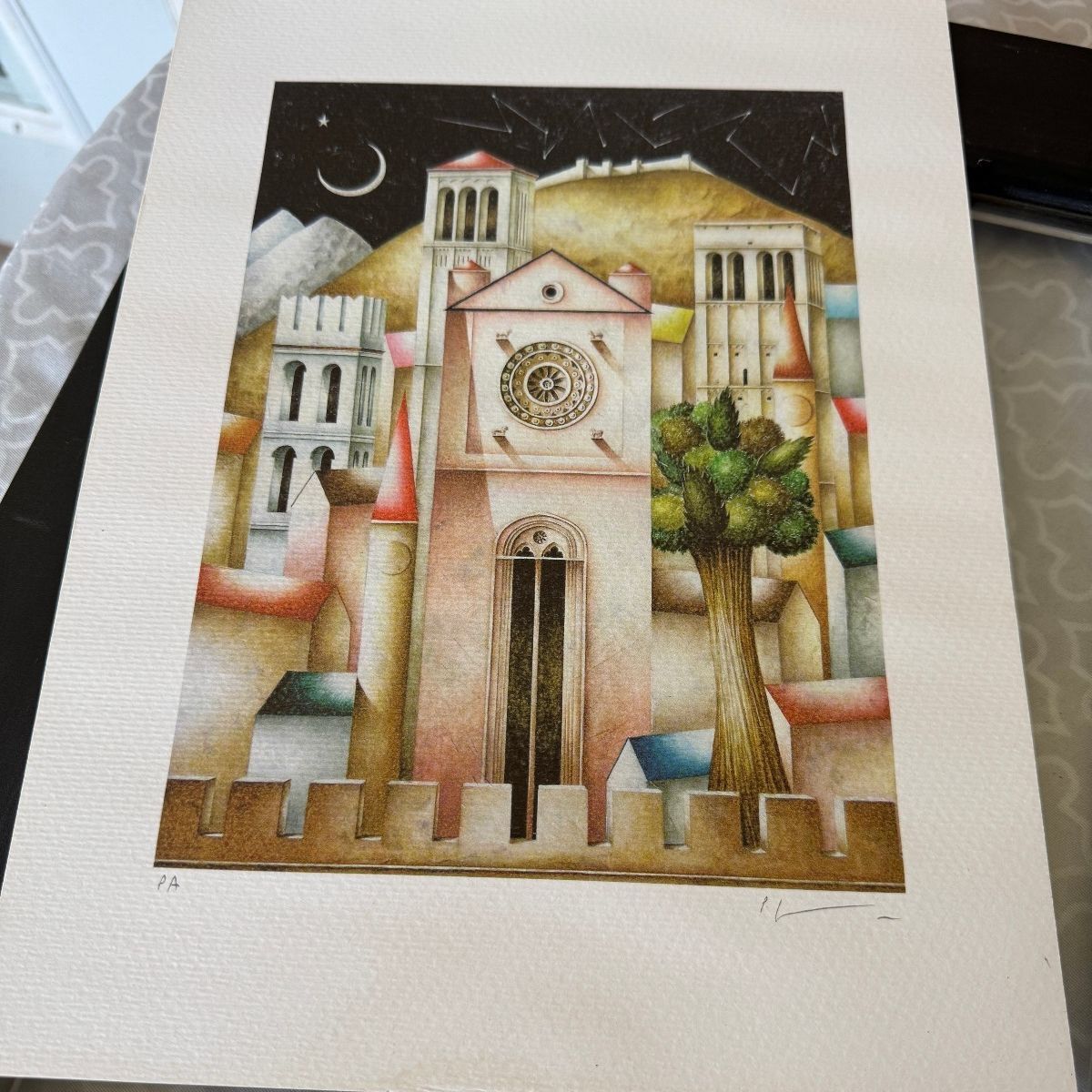 Paolo Grimaldi Signed Artist Proof Lithograph Dreaming Villages Framed Italian