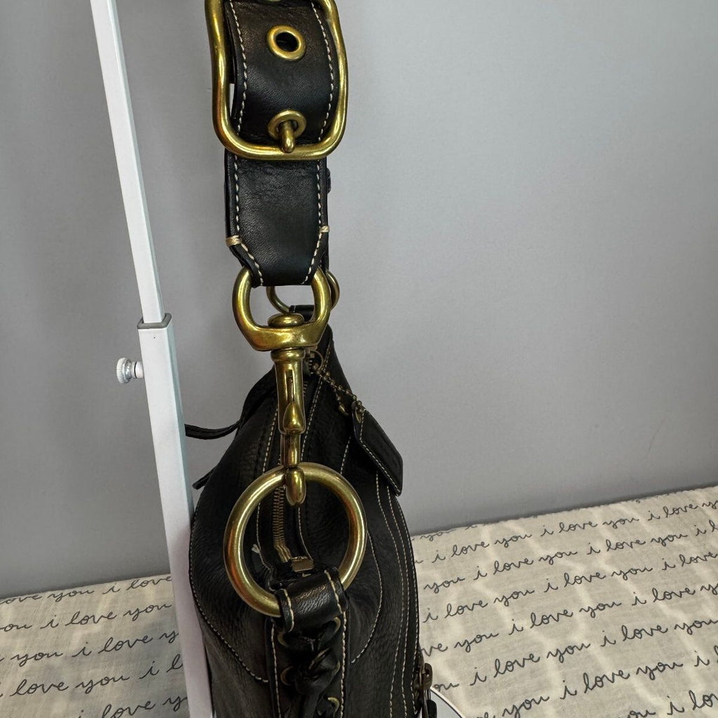 Coach Bleecker 10398 Vintage Black Leather Convertible Crossbody Shoulder Bag