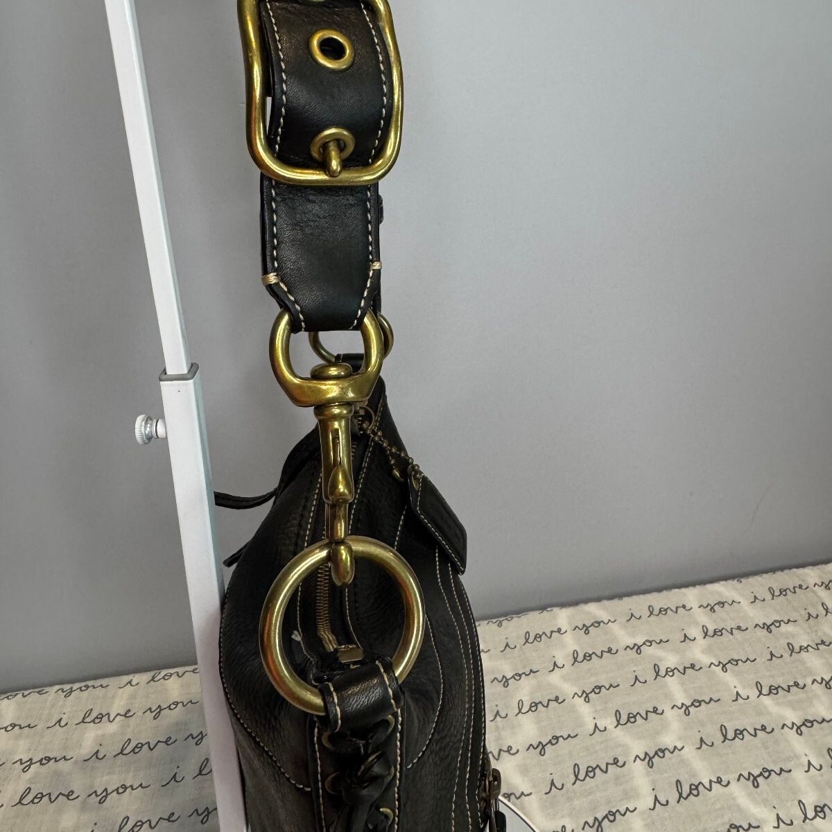 Coach Bleecker 10398 Vintage Black Leather Convertible Crossbody Shoulder Bag