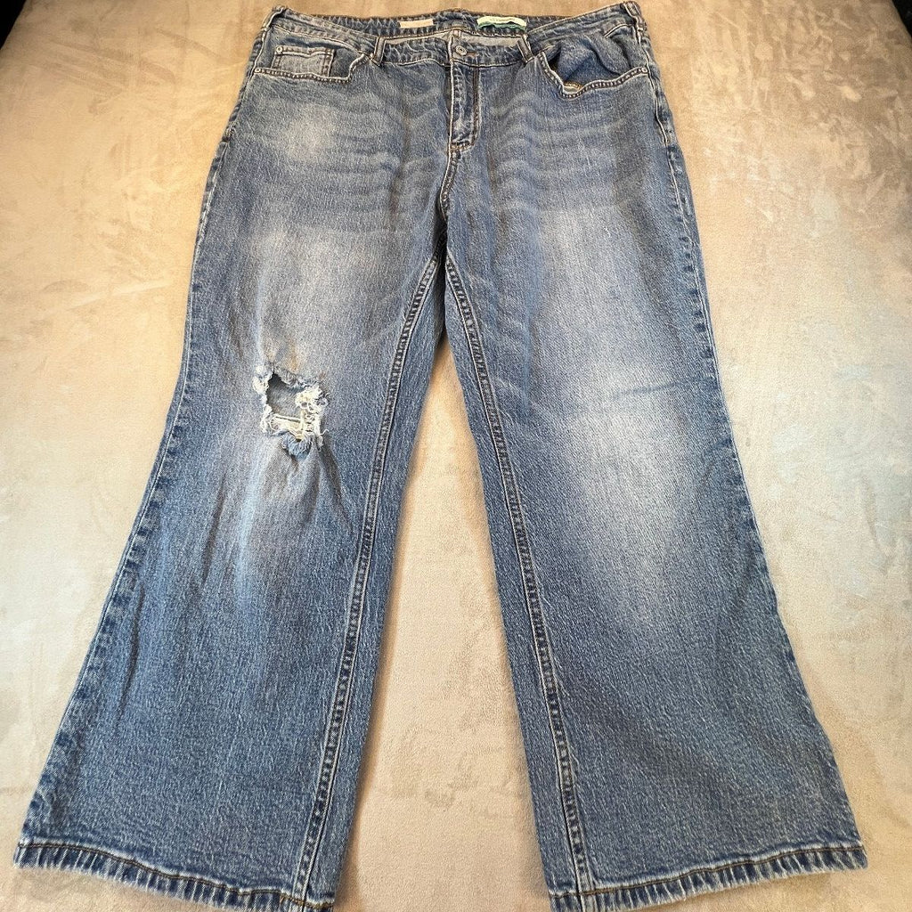 Pilcro Anthropologie Jeans Womens 20W Wide Leg Cropped Distressed Ripped Denim