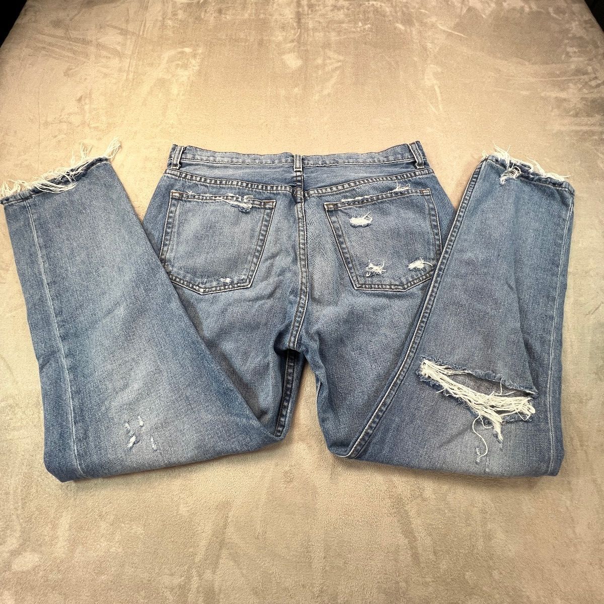Reformation Julia Jeans Womens 31 Blue Distressed Raw Hem Straight Leg Made USA
