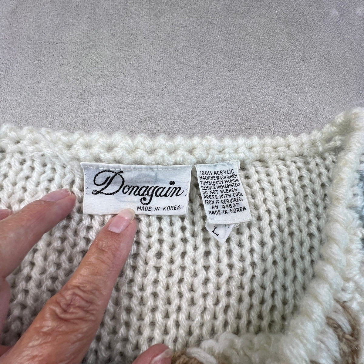 Vintage Donagain Sweater Womens L 3D Braided Cable Knit Grandmacore Cottagecore