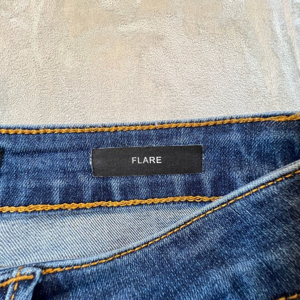 Judy Blue 9/29 High Rise Flare Jeans Long 32" Inseam Raw Frayed Hem JB88611