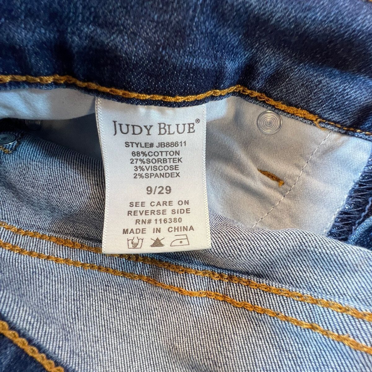 Judy Blue 9/29 High Rise Flare Jeans Long 32" Inseam Raw Frayed Hem JB88611