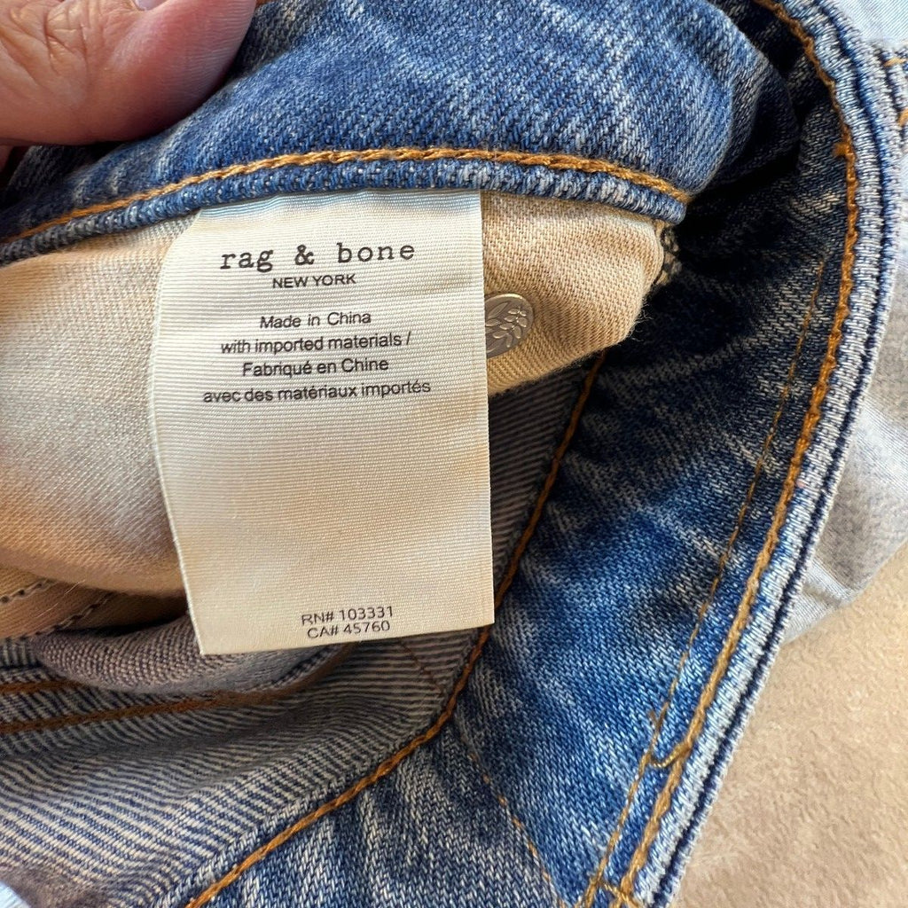 Rag & Bone Rosa Mid Rise Boyfriend Jeans Womens 29 Distressed Light Wash Denim