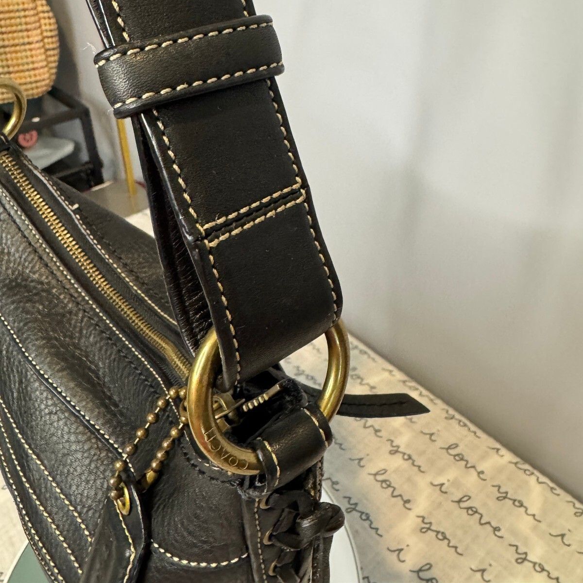 Coach Bleecker 10398 Vintage Black Leather Convertible Crossbody Shoulder Bag
