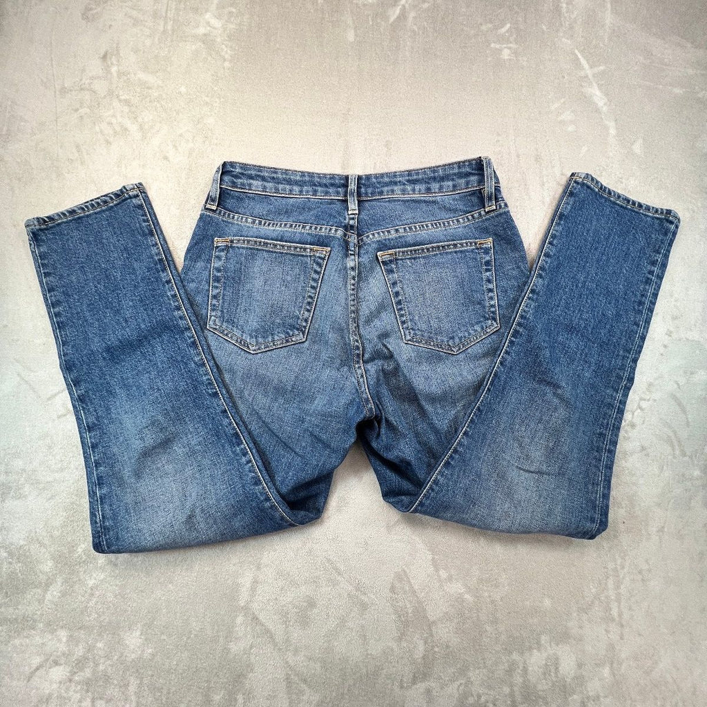 SLVRLAKE Los Angeles Lou Lou Jeans Womens 27 Mid Rise Slim Button Fly Blue