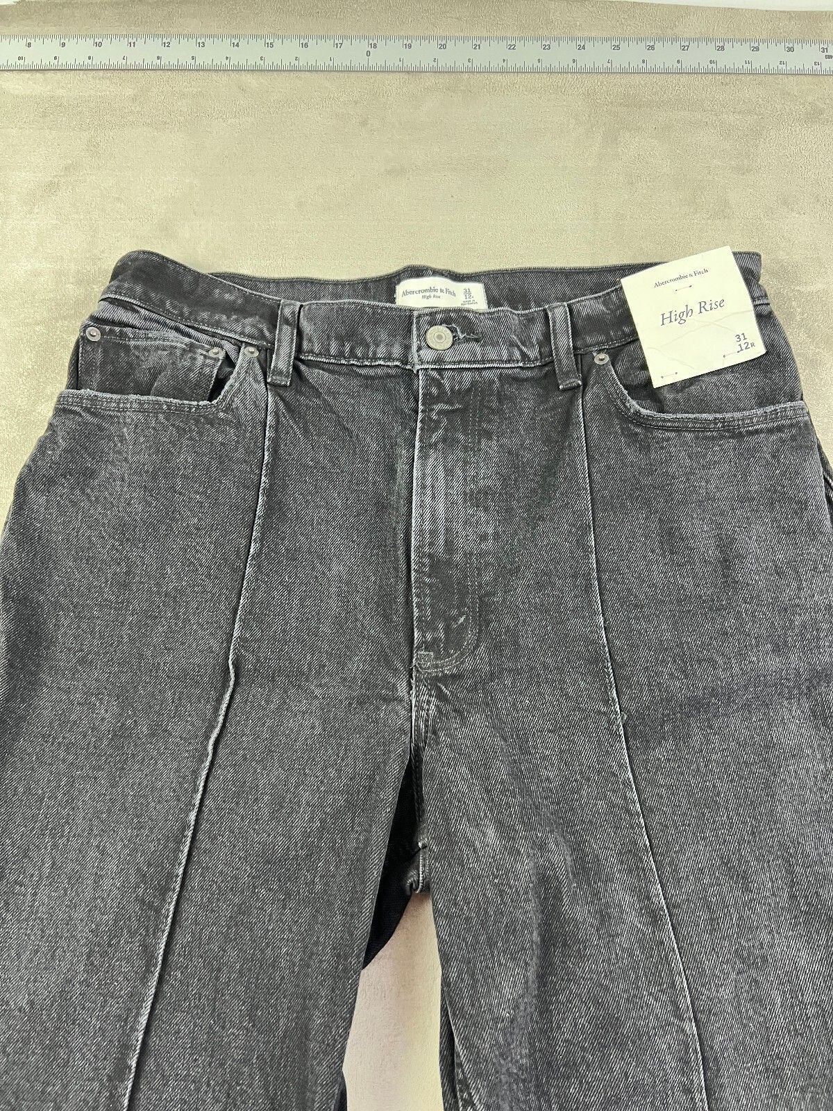 Abercrombie High Rise Flare Jeans 31 12R Black NWT