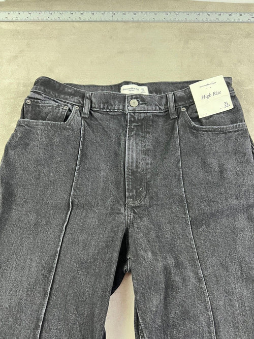 Abercrombie High Rise Flare Jeans 31 12R Black NWT