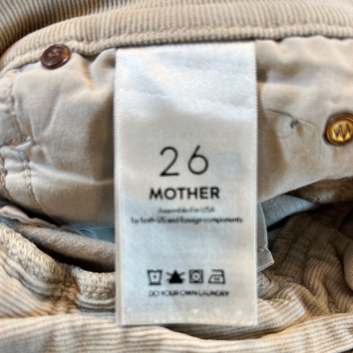 MOTHER The Charmer Hopscotch Corduroy Pant 26 Beige Skinny