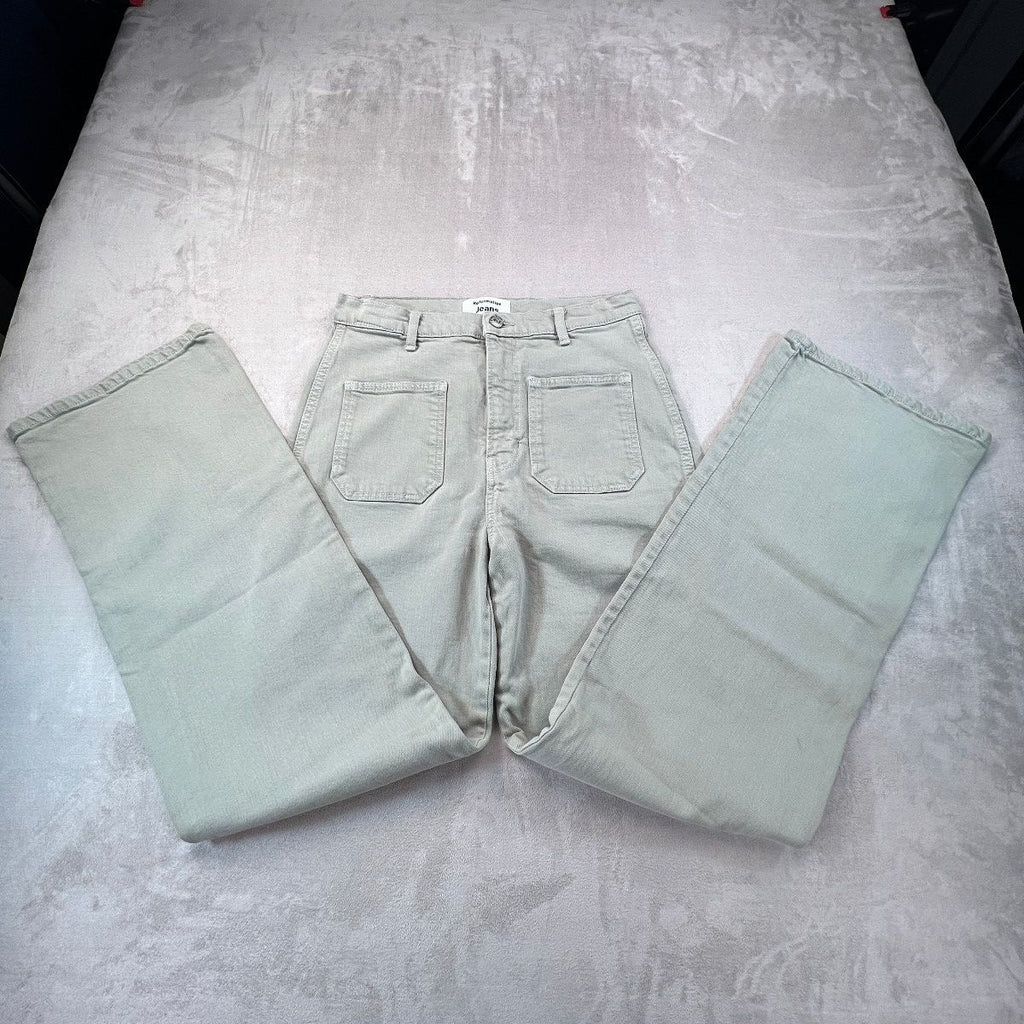 Reformation Alyssa Jeans Women's 29 Green High Rise Wide Leg Long Stretch Denim