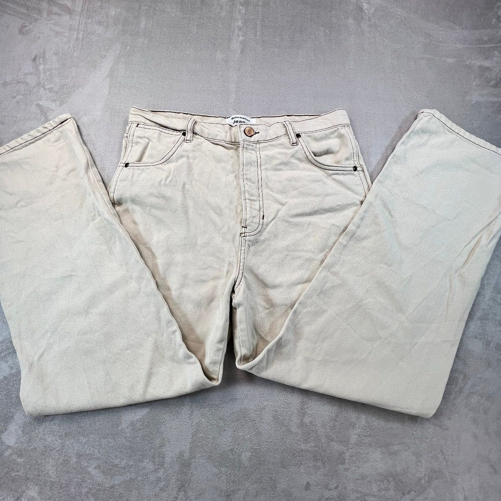 Reformation Cowboy High Rise Straight Jeans Size 30 Almond Cream Organic Cotton