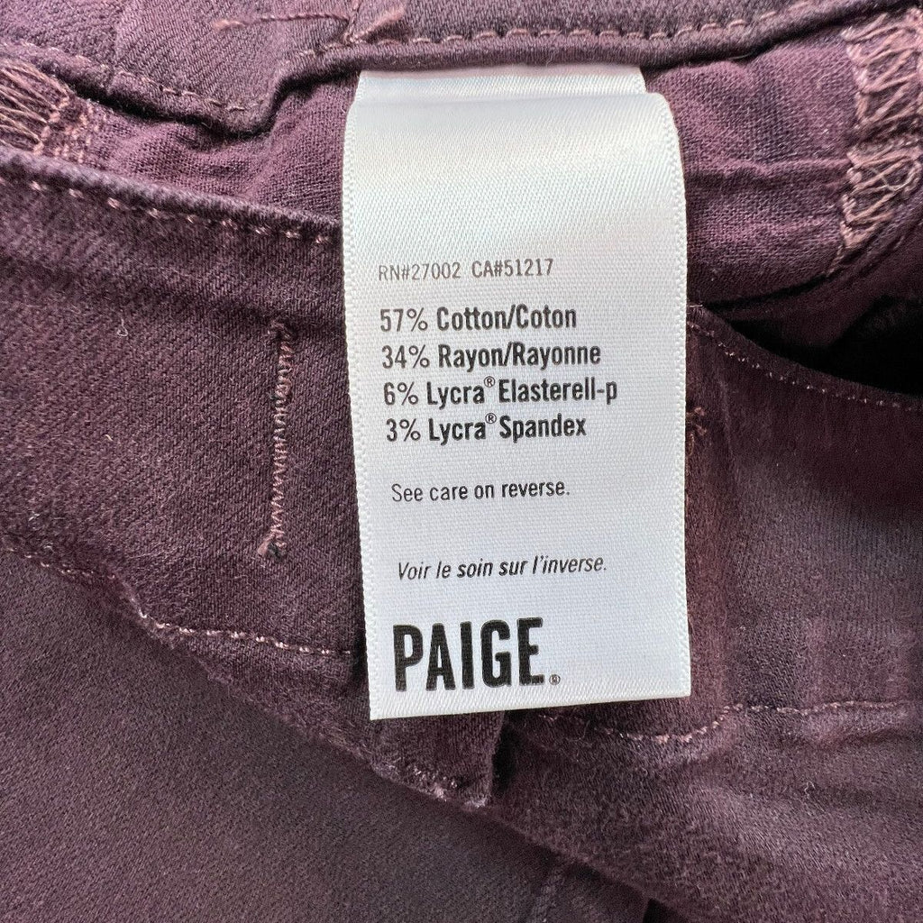 PAIGE Brooklyn Womens 27 Burgundy High Rise Wide Leg Jeans Stretch