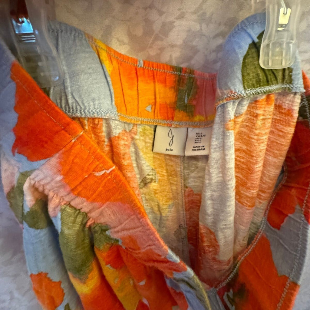 Joie Linen Blend Floral Matching Set Tank Drawstring Pants Womens L Resort