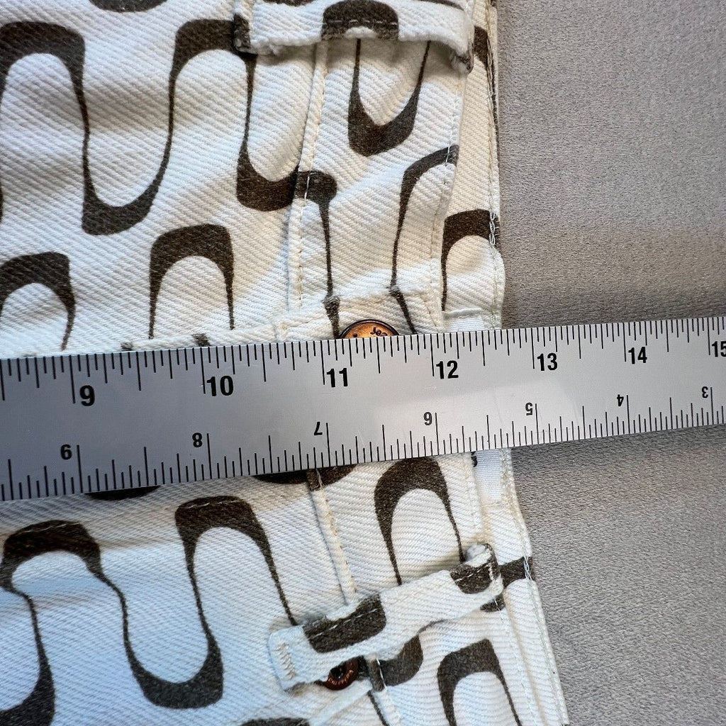 Reformation Mod High Rise Straight Jeans 28 Frequency Print Brown Ivory Organic