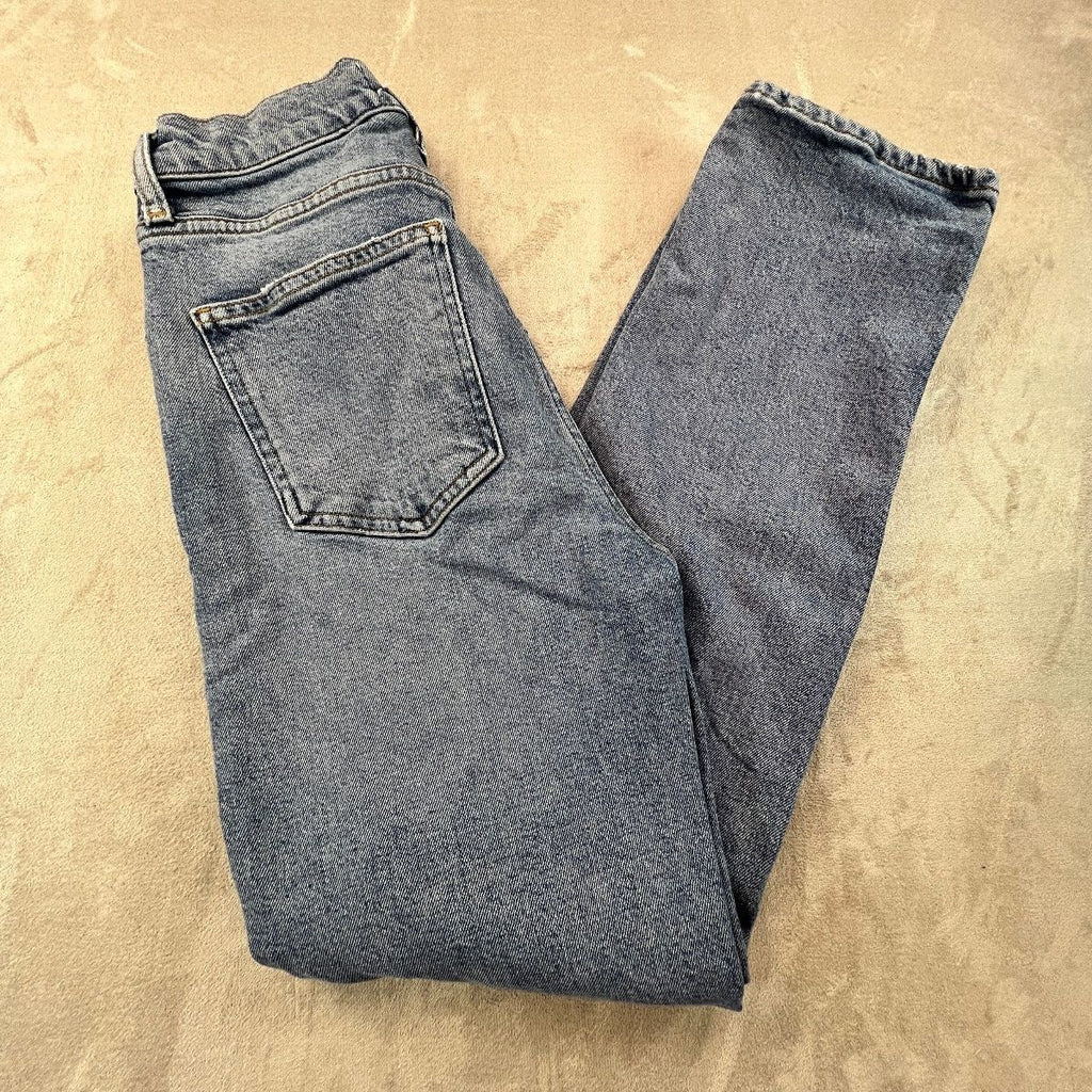 AGOLDE Wilder Jeans Womens 24 Mid Rise Straight Distressed Light Wash Organic